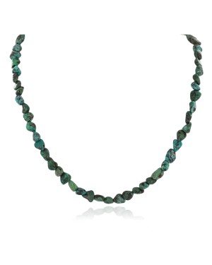 Certified Authentic .925 Sterling Silver Handmade Navajo Natural Turquoise Native American Necklace 10054-2