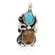 Certified Authentic .925 Sterling Silver Handmade Navajo Natural Turquoise Tigers Eye Native American Pendant 13062