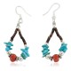 Certified Authentic .925 Sterling Silver Hooks Coral Natural Turquoise Heishi Hoop Native American Dangle Earrings 18263-20 Certified Authentic .925 Sterling Silver Hooks Coral Natural Turquoise Heishi Hoop Native American Dangle Earrings 18263-20