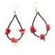 Certified Authentic .925 Sterling Silver Hooks Dangle Natural Heishi Coral Hoop Native American Earrings 18140