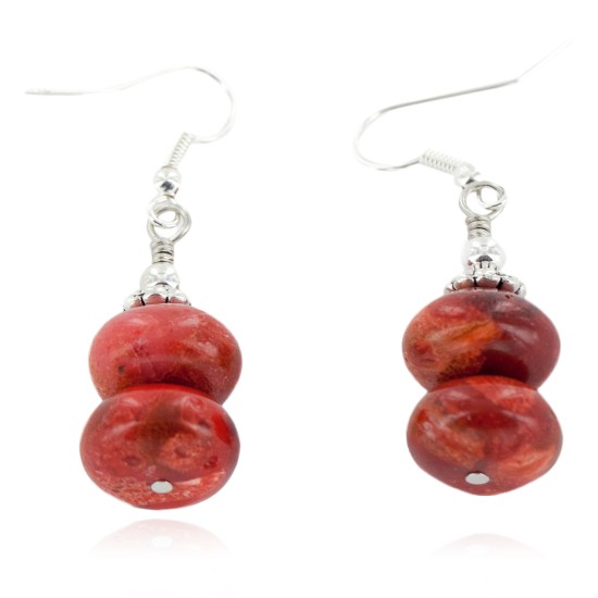 Certified Authentic .925 Sterling Silver Hooks Jasper Dangle Native American Earrings 18154