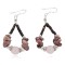 Certified Authentic .925 Sterling Silver Hooks Natural Charoite Pink Quartz Heishi Hoop Native American Dangle Earrings 18263-8