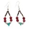 Certified Authentic .925 Sterling Silver Hooks Natural Turquoise Coral Heishi Native American Dangle Hoop Earrings 18263-10