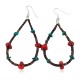 Certified Authentic .925 Sterling Silver Hooks Natural Turquoise Heishi Coral Hoop Native American Dangle Earrings 18248