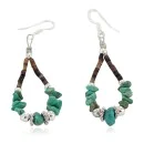 .925 Sterling Silver Hooks Natural Turquoise Heishi Hoop Native American Dangle Earrings 18263-12