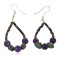 Certified Authentic .925 Sterling Silver Hooks Natural Turquoise Heishi Purple Quartz Hoop Native American Dangle Earrings 18215