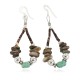 Certified Authentic .925 Sterling Silver Hooks Natural Turquoise Heishi Shell Hoop Native American Dangle Earrings 18263-13