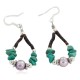 Certified Authentic .925 Sterling Silver Hooks Natural Turquoise Mother of Pearl Heishi Hoop Native American Dangle Earrings 18263-11