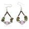 Certified Authentic .925 Sterling Silver Hooks Natural Turquoise Mother of Pearl Heishi Hoop Native American Dangle Earrings 18263-36