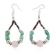 Certified Authentic .925 Sterling Silver Hooks Natural Turquoise Pink Quartz Heishi Hoop Native American Dangle Earrings 18263-28 Certified Authentic .925 Sterling Silver Hooks Natural Turquoise Pink Quartz Heishi Hoop Native American Dangle Earrings 18263-28