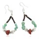 Certified Authentic .925 Sterling Silver Hooks Natural Turquoise Red Jasper Heishi Native American Dangle Hoop Earrings 18263-18