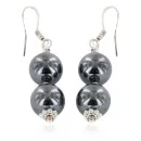 .925 Sterling Silver Hooks Navajo Hook Natural Hematite Native American Earrings 18072-54