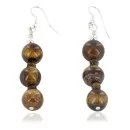 .925 Sterling Silver Hooks Navajo Hook Natural Tigers Eye Native American Earrings 18072-50