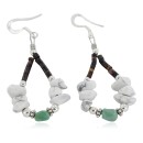 Certified Authentic .925 Sterling Silver Hooks White Howlite Heishi Hoop Native American Dangle Earrings 18263-9
