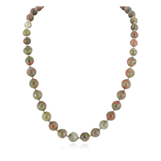 Certified Authentic .925 Sterling Silver Natural Jasper Native American Necklace 790106-103