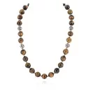 .925 Sterling Silver Natural Tigers Eye Native American Necklace 790106-64