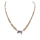 Certified Authentic .925 Sterling Silver Navajo Natural Amethyst and Graduated Heishi Native American Necklace 7501008-54