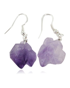Certified Authentic .925 Sterling Silver Navajo Natural Amethyst Native American Earrings 18270-6