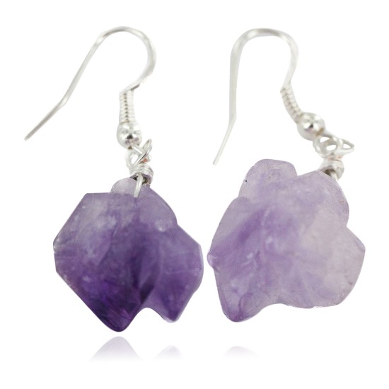 Certified Authentic .925 Sterling Silver Navajo Natural Amethyst Native American Earrings 18270-6