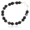 Certified Authentic .925 Sterling Silver Navajo Natural Black Agate Native American Bracelet 13040-3