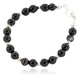 Certified Authentic .925 Sterling Silver Navajo Natural Black Agate Native American Bracelet 13040-3