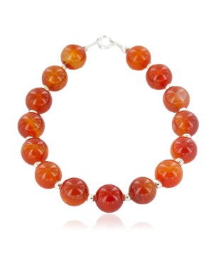 Certified Authentic .925 Sterling Silver Navajo Natural Carnelian Native American Bracelet 12742-201