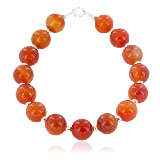 Certified Authentic .925 Sterling Silver Navajo Natural Carnelian Native American Bracelet 12742-201