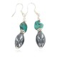 Certified Authentic .925 Sterling Silver Navajo Natural Turquoise Hematite Native American Dangle Earrings 18270-4