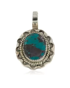 .925 Sterling Silver Navajo Natural Turquoise Native American Pendant 94001-1