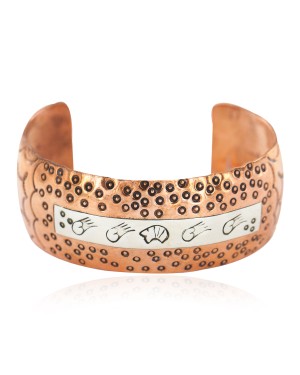Certified Authentic .925 Sterling Silver Rain Bear Handmade Navajo Native American Pure Copper Bracelet 12783