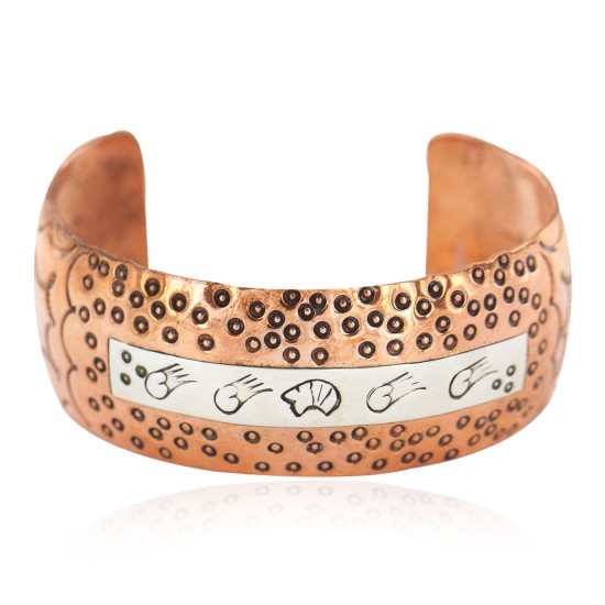 Certified Authentic .925 Sterling Silver Rain Bear Handmade Navajo Native American Pure Copper Bracelet 12783