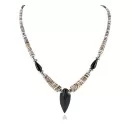 Arrow Navajo .925 Sterling Silver Natural Graduated Melon Shell Black Onyx Native American Necklace 17082