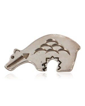 Certified Authentic Bear Navajo .925 Sterling Silver Native American Pin and Pendant  24267