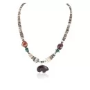 Bear Navajo .925 Sterling Silver Natural Turquoise Graduated Heishi Red Jasper Hematite Native American Necklace 16090-5