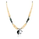 Bear Navajo Native .925 Sterling Silver Graduated Heishi Turquoise and Hematite Native American Necklace 25245