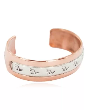 Bear paw Navajo .925 Sterling Silver Handmade Native American Pure Copper Bracelet 13098-4