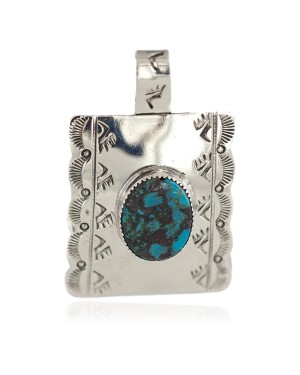 Certified Authentic Bear paw Nickel Handmade Navajo Natural Turquoise Native American Necklace  94005-8-95002