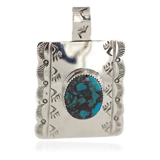 Certified Authentic Bear paw Nickel Handmade Navajo Natural Turquoise Native American Necklace  94005-8-95002