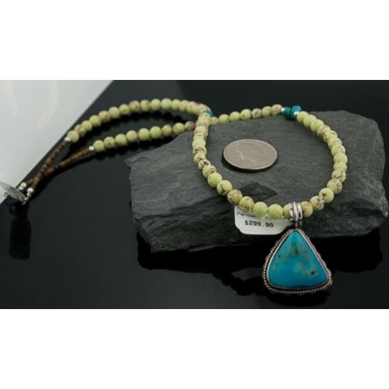 Certified Authentic Ben T Navajo .925 Sterling Silver Turquoise Native American Necklace 371258085938