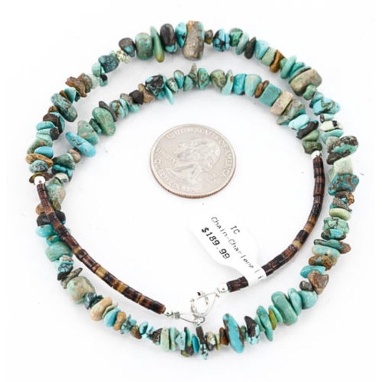 Certified Authentic C Litlte Navajo .925 Sterling Silver Natural Turquoise Native American Necklace 371051447164