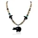 Carved Bear Navajo .925 Sterling Silver Graduated Heishi Turquoise Black Onyx and Hematite Native American Necklace 25226-1 Carved Bear Navajo .925 Sterling Silver Graduated Heishi Turquoise Black Onyx and Hematite Native American Necklace 25226-1