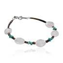 Certified Authentic Charlene Litle Navajo .925 Sterling Silver Natural Turquiose and Quartz Native American Bracelet 370982312891