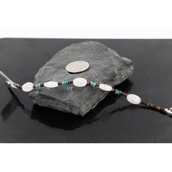 Certified Authentic Charlene Litle Navajo .925 Sterling Silver Natural Turquiose and Quartz Native American Bracelet 370982312891