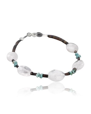 Certified Authentic Charlene Litle Navajo .925 Sterling Silver Natural Turquoise Quartz Native American Bracelet 370980049788