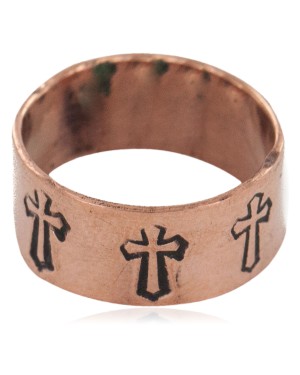 Certified Authentic Cross Handmade Navajo Native American Pure Copper Ring 17093-6