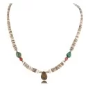 Drop Navajo .925 Sterling Silver Natural Turquoise Coral Graduated Heishi Native American Necklace 15958-11