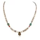 Drop Navajo .925 Sterling Silver Natural Turquoise Graduated Melon Shell Native American Necklace 15778-11