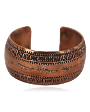 Certified Authentic Feather Navajo Handmade Native American Pure Copper Bracelet 12777-101