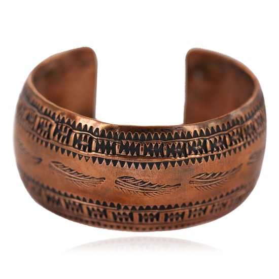 Certified Authentic Feather Navajo Handmade Native American Pure Copper Bracelet 12777-101