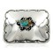 Certified Authentic Flower Handmade Navajo Nickel Natural Turquoise Native American Buckle 1204-3